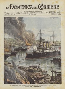 La corazzata russa Kniaz Potemkin incendia e bombarda il porto di Odessa